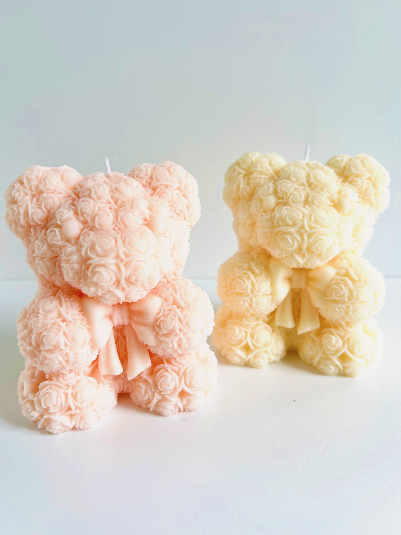 Teddy Rose Bear Novelty Pillar Candle White Cocoa Bear Teddy Rose Bear Novelty Pillar Candle White Cocoa Bear